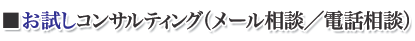 お試しコンサルティング（電話・メールの通信指導）