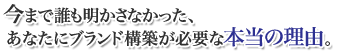 今まで誰も明かさなかった、あなたにブランド構築が必要な本当の理由。